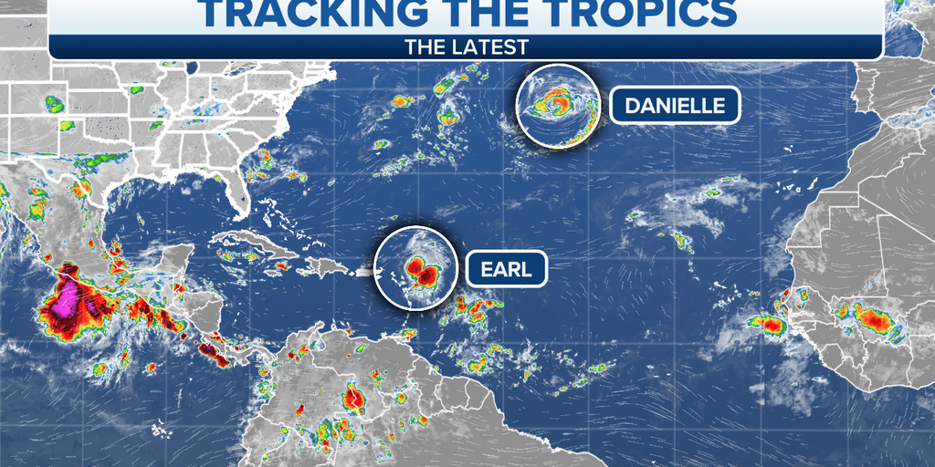 Die Stärke des Tropensturms Earl, Daniel, schwächte sich über dem Atlantik ab