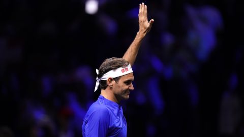 Roger Federer vom Team Europe am ersten Tag des Laver Cup in der O2 Arena in London am Freitag. 