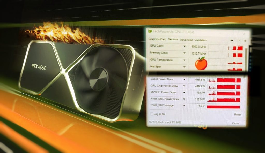 NVIDIA GeForce RTX 4090 mit GPU-Komprimierungstool auf 3,0 GHz und 616 W getaktet