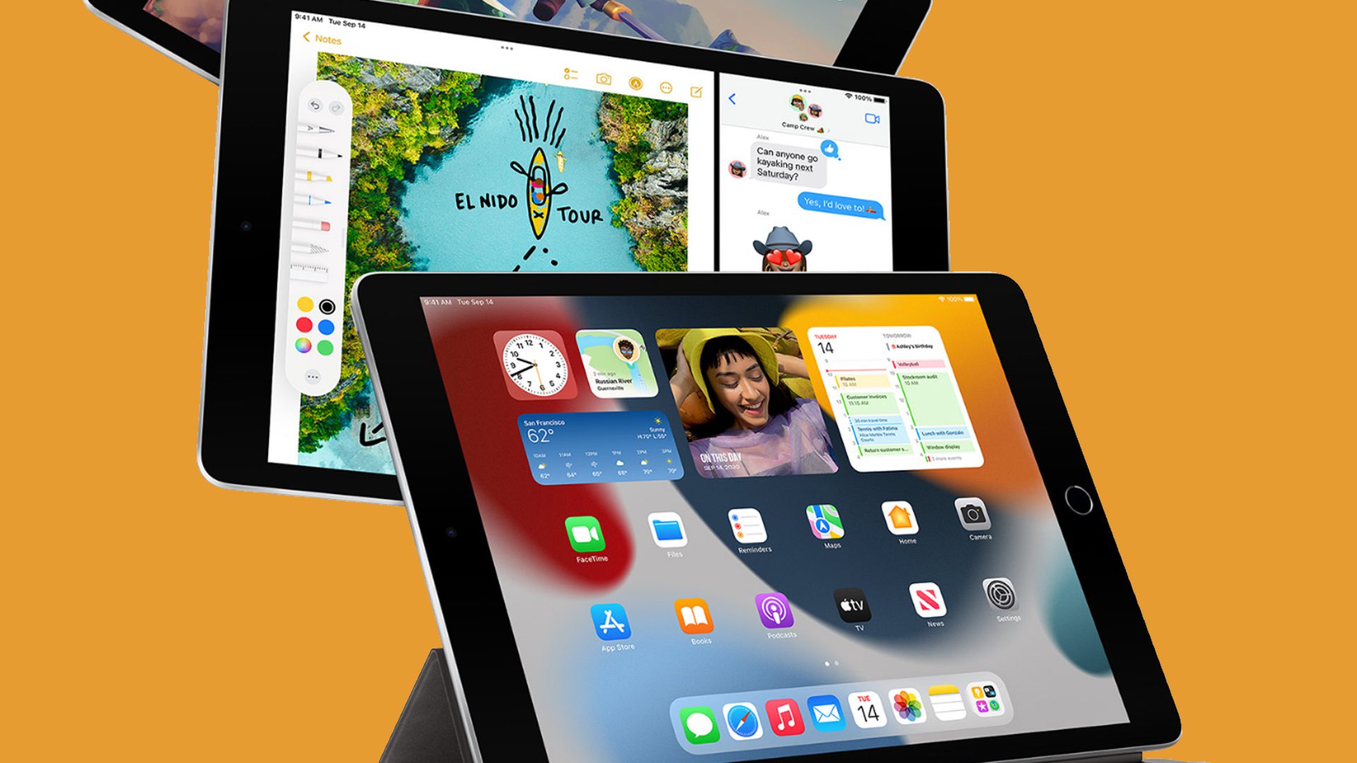 iPads auf einem orangefarbenen Hintergrund