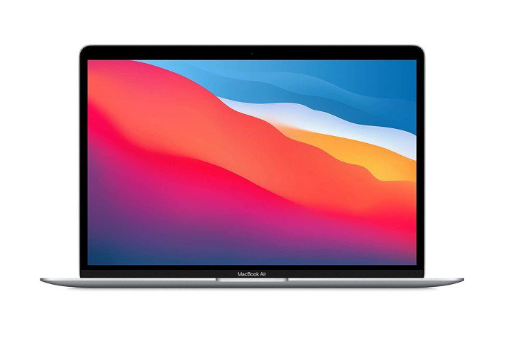 Apple MacBook Air 2020-Laptop auf weißem Hintergrund.