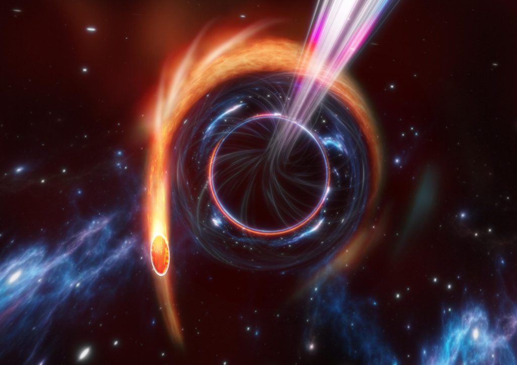 Das supermassive Schwarze Loch zerfetzt Sterne und schießt einen relativistischen Jet auf die Erde